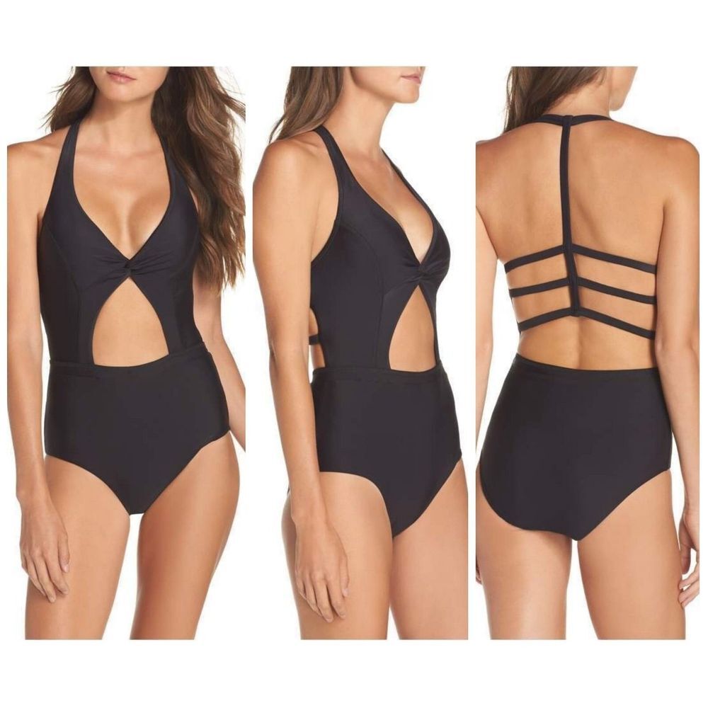NWT! BCA by Rebecca Virtue Cutout One-Piece Swimsuit Black [ SZ‎ Small ] #995